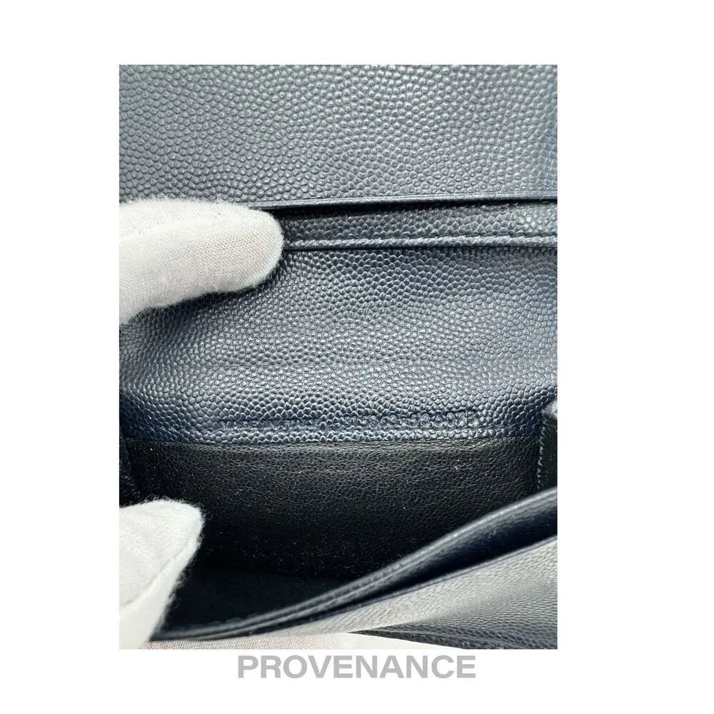 🔴 Saint Laurent Paris SLP Pocket Card Wallet - Navy Leather